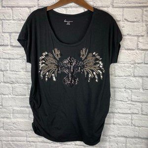 Lane Bryant Sequin Black Embellished Shirt 14/16